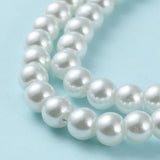 Glass Pearl Beads Strands, Pearlized, Round, White, 8mm, Hole: 1mm, about 100pcs/strand, 30.71 inch(78cm), 15Strands/Set