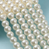 Glass Pearl Beads Strands, Pearlized, Round, Creamy White, 8mm, Hole: 1mm, about 100pcs/strand, 32 inch, 15Strand/Set