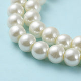 Glass Pearl Beads Strands, Pearlized, Round, Creamy White, 8mm, Hole: 1mm, about 100pcs/strand, 32 inch, 15Strand/Set