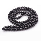 Glass Pearl Beads Strands, Pearlized, Round, Black, 8mm, Hole: 1mm, about 100pcs/strand, 30.71 inch(78cm)., 20Strand/Set