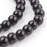 Glass Pearl Beads Strands, Pearlized, Round, Black, 8mm, Hole: 1mm, about 100pcs/strand, 30.71 inch(78cm)., 20Strand/Set