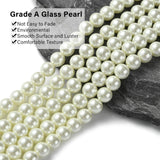 Eco-Friendly  Dyed Glass Pearl Round Beads Strands, Grade A, Cotton Cord Threaded, Beige, 8mm, Hole: 0.7~1.1mm, about 52pcs/strand, 15 inch, 10Strand/Set