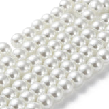 Baking Painted Pearlized Glass Pearl Round Bead Strands, White, 6~7mm, Hole: 1mm, about 135~140pcs/strand, 31.4 inch, 20Strands/Set