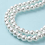 Baking Painted Pearlized Glass Pearl Round Bead Strands, White, 6~7mm, Hole: 1mm, about 135~140pcs/strand, 31.4 inch, 20Strands/Set