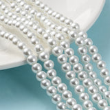 Baking Painted Pearlized Glass Pearl Round Bead Strands, White, 6~7mm, Hole: 1mm, about 135~140pcs/strand, 31.4 inch, 20Strands/Set