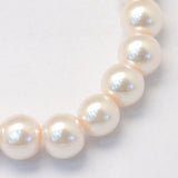 Baking Painted Pearlized Glass Pearl Round Bead Strands, Antique White, 6~7mm, Hole: 1mm, about 135~140pcs/strand, 31.4 inch, 20Strand/Set