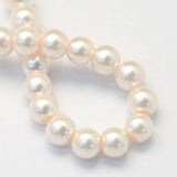 Baking Painted Pearlized Glass Pearl Round Bead Strands, Antique White, 6~7mm, Hole: 1mm, about 135~140pcs/strand, 31.4 inch, 20Strand/Set