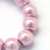 Baking Painted Pearlized Glass Pearl Round Bead Strands, Flamingo, 6~7mm, Hole: 1mm, about 135~140pcs/strand, 31.4 inch, 20Strand/Set