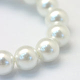 Baking Painted Pearlized Glass Pearl Round Bead Strands, White, 8~9mm, Hole: 1mm, about 100~105pcs/strand, 31.4 inch, 15Strands/Set