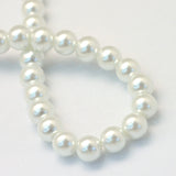 Baking Painted Pearlized Glass Pearl Round Bead Strands, White, 8~9mm, Hole: 1mm, about 100~105pcs/strand, 31.4 inch, 15Strands/Set