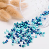 Carribean Blue Mix Pearlized Glass Pearl Beads, Mixed Color, 4mm, Hole: 1mm, about 400pcs/bag