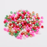 Christmas Mix Pearlized Glass Pearl Beads, Mixed Color, 4mm, Hole: 1mm, about 400pcs/bag