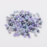 Silver-Grey Mix Pearlized Glass Pearl Beads, Mixed Color, 4mm, Hole: 1mm, about 400pcs/bag