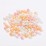 Barely Pink Mix Pearlized Glass Pearl Beads, Mixed Color, 6mm, Hole: 1mm, about 200pcs/bag