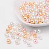 Barely Pink Mix Pearlized Glass Pearl Beads, Mixed Color, 6mm, Hole: 1mm, about 200pcs/bag