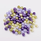 Lavender Garden Mix Pearlized Glass Pearl Beads, Mixed Color, 6mm, Hole: 1mm, about 200pcs/bag