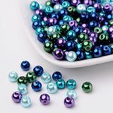 Glass Pearl Beads, Pearlized, Round, Mixed Color, 6mm, Hole: 1mm, about 500Pcs/bag