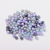 Silver-Grey Mix Pearlized Glass Pearl Beads, Mixed Color, 6mm, Hole: 1mm, about 200pcs/bag