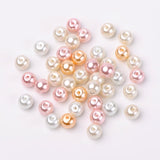 Barely Pink Mix Pearlized Glass Pearl Beads, Mixed Color, 8mm, Hole: 1mm, about 100pcs/bag