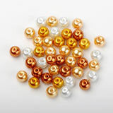 Caramel Mix Pearlized Glass Pearl Beads, Mixed Color, 8mm, Hole: 1mm, about 100pcs/bag