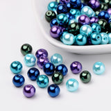 Ocean Mix Pearlized Glass Pearl Beads, Mixed Color, 8mm, Hole: 1mm, about 100pcs/bag