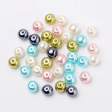 Pastel Mix Pearlized Glass Pearl Beads, Mixed Color, 8mm, Hole: 1mm, about 100pcs/bag