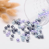 Silver-Grey Mix Pearlized Glass Pearl Beads, Mixed Color, 8mm, Hole: 1mm, about 100pcs/bag