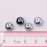 Silver-Grey Mix Pearlized Glass Pearl Beads, Mixed Color, 8mm, Hole: 1mm, about 100pcs/bag