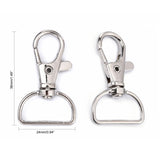 Iron Swivel D Rings Lobster Claw Clasps, Swivel Snap Hook, for Webbing Bags Straps, Platinum, 38x24x6mm, 100pc/Set