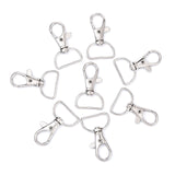 Iron Swivel D Rings Lobster Claw Clasps, Swivel Snap Hook, for Webbing Bags Straps, Platinum, 38x24x6mm, 100pc/Set