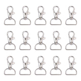 Iron Swivel D Rings Lobster Claw Clasps, Swivel Snap Hook, for Webbing Bags Straps, Platinum, 38x24x6mm, 100pc/Set