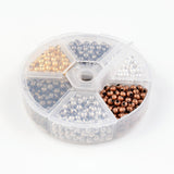 Round Iron Spacer Beads, Mixed Color, 4mm, Hole: 1.5mm, about 158pcs/compartment, 948pcs/box