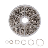 1600 pcs Iron Open Jump Rings, Metal Connectors for DIY Jewelry Crafting and Keychain Accessories, Platinum, 18~21 Gauge, 4~10x0.7~1mm, Inner Diameter: 2.6~8mm, about 1600pcs/box