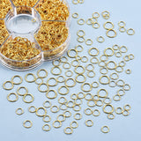 1874Pcs Iron Open Jump Rings Jump Rings with Brass Rings, Nickel Free, Golden, 4~18x0.7~9mm, Inner Diameter: 2.6~8mm