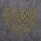 1874Pcs Iron Open Jump Rings Jump Rings with Brass Rings, Nickel Free, Golden, 4~18x0.7~9mm, Inner Diameter: 2.6~8mm