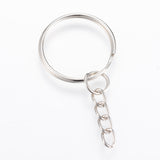 Iron Split Key Rings, Keychain Clasp Findings, Platinum, 46mm, 1000pc/Set