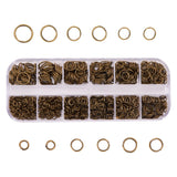 1 Box Iron Jump Rings, Open Jump Rings, Nickel Free, Antique Bronze, 18~21 Gauge, 4~10x0.7~1mm, Inner Diameter: about 2.6mm/3.6mm/4.6mm/5.6mm/6.6mm/8.6mm, about 58g/box