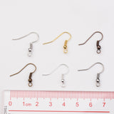 1Box 120PCS 6 Colors Iron Earring Hooks, with Horizontal Loop, Nickel Free, Mixed Color, 18x0.8mm, 20 Gauge, Hole: 2mm, about 20pcs/compartment