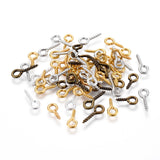 Iron Screw Eye Pin Peg Bails, for DIY Jewelry Making Crafts, Mixed Color, 8~10x4x1mm, Hole: 2mm, about 235~265pcs/20g, 20g/Set