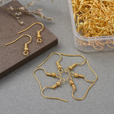 Iron Earring Hooks, Ear Wire, with Horizontal Loop, for Dangle Earring Making, Golden, 18x0.8mm, 20 Gauge, Hole: 2mm, 200pcs/box