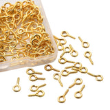 Iron Screw Eye Pin Peg Bails, For Half Drilled Beads, Golden, 10x5x1.2mm, Hole: 2.8mm, 300pcs/box