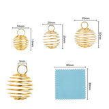 30Pcs 3 Style Round Iron Wire Pendants, Spiral Bead Cage Pendants, with Silver Polishing Cloth, Golden, 15~30x14~25mm, Hole: 4~6mm, 10pcs/style