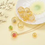 30Pcs 3 Style Round Iron Wire Pendants, Spiral Bead Cage Pendants, with Silver Polishing Cloth, Golden, 15~30x14~25mm, Hole: 4~6mm, 10pcs/style