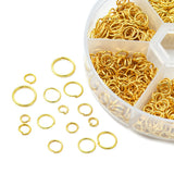 1 Box Iron Jump Rings Set, Mixed Sizes, Open Jump Rings, Round Ring, Golden, 18~21 Gauge, 4~10x0.7~1mm, Inner Diameter: 2.6~8mm, 10g/size, 6 sizes, about 1000pcs/box