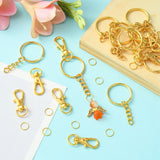 10Pcs Alloy Swivel Lobster Claw Clasps, Swivel Snap Hook, Jewellery Making Supplies, with 10Pcs Iron Split Key Rings and 10Pcs Iron Open Jump Rings, Golden, 30.5x11x6mm, Hole: 5x9mm