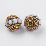 Handmade Indonesia Beads, with Brass Findings, Nickel Free,  Rondelle with Circle, Unplated, Lilac, 13x10mm, Hole: 2mm, 2pc/Set