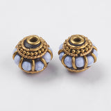 Handmade Indonesia Beads, with Brass Findings, Nickel Free,  Rondelle with Circle, Unplated, Lilac, 13x10mm, Hole: 2mm, 2pc/Set