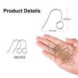 100Pcs 316 Stainless Steel Hypoallergenic French Earring Hooks, Flat Earring Hooks, Ear Wire, with Horizontal Loop, Stainless Steel Color, 18mm, Hole: 4.6mm, 20 Gauge, Pin: 0.8mm