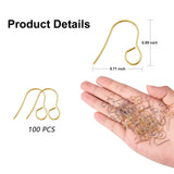 100Pcs 316 Stainless Steel Hypoallergenic French Earring Hooks, Flat Earring Hooks, Ear Wire, with Horizontal Loop, Golden, 18mm, Hole: 4.6mm, 20 Gauge, Pin: 0.8mm