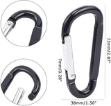 Aluminium Alloy Rock Climbing Carabiners, Key Clasps, for Camping Hiking Fishing Traveling Backpack Bottle, Black, 73x38x7mm, Inner Diameter: 25x62mm